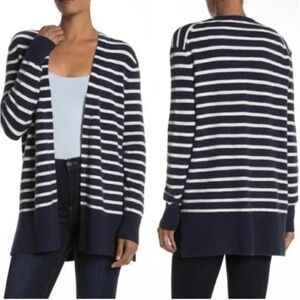 Madewell Cozy Walker Striped Cardigan Open Front Navy Blue White Size XS
